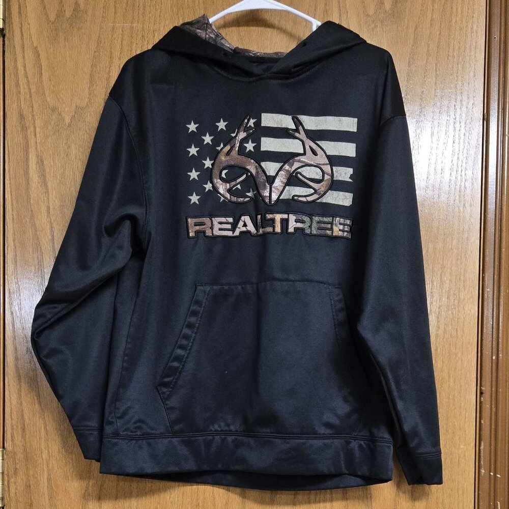 Realtree Men's M Hoodie Camo American Flag Antler